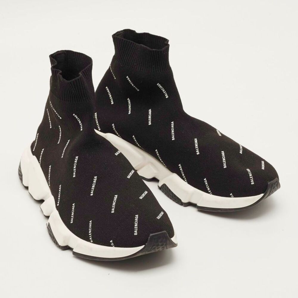 Balenciaga Speed Trainer Size 42 Black Knit Fabric High Top Sneakers - Picture 4 of 7